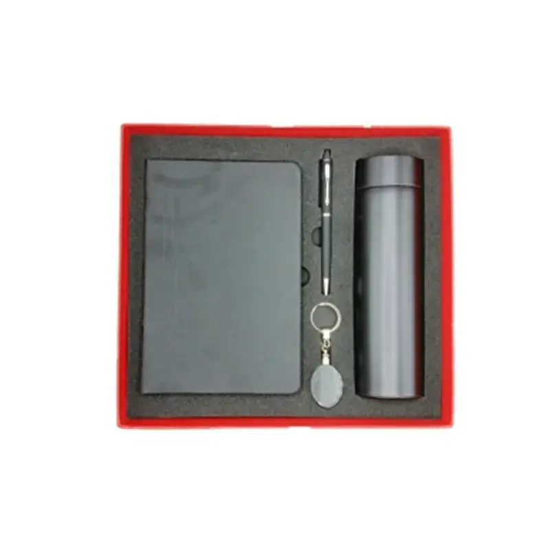 Coffret Luxe RIDEX Design ROUGEOIS 4 Pièces (Notebook A5 En PU Shop Isotherme Avec Affichage Digital Stylo En Métal Porte Clé crytal) Noir