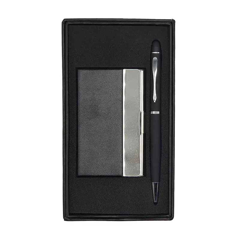 Coffret Emotion RIDEX 2 Pièces Stylo Tactile en Métal Porte Carte Visite Noir