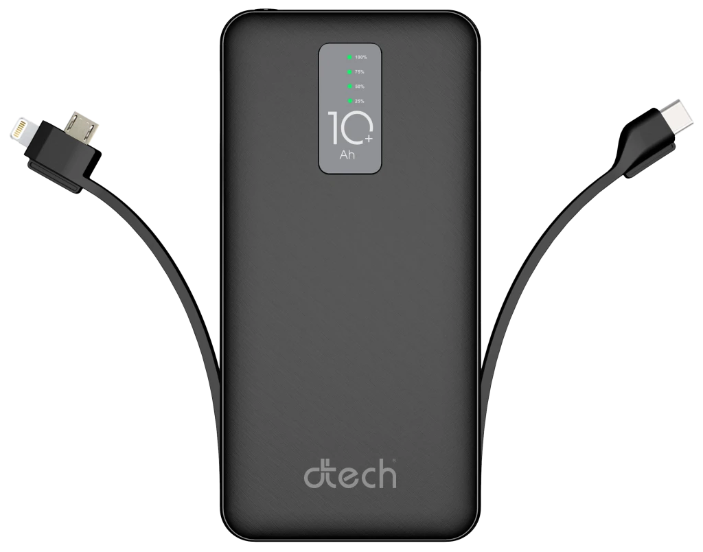 Power Bank D-TECH DP10H 10000mAh USB Type-C Lightning Noir