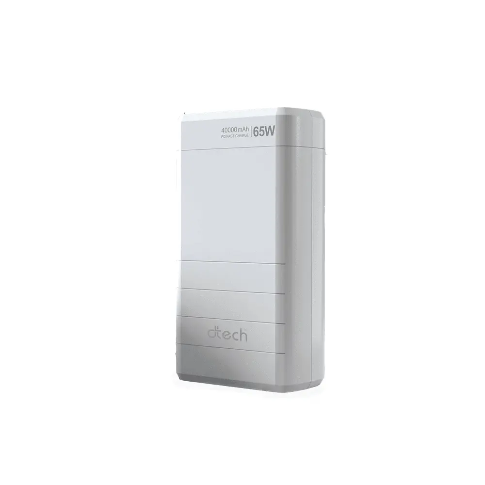 Power Bank D-TECH DPC65 3en1 40000mAh Fast Charge 65W 3.0 USB-A USB-C Blanc