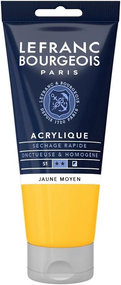 Tube Peinture Acrylique Fine LEFRANC BOURGEOIS 80ml Jaune Moyen