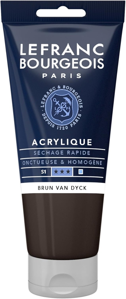 Tube Peinture Acrylique Fine LEFRANC BOURGEOIS 80ml Van Dyck Brun
