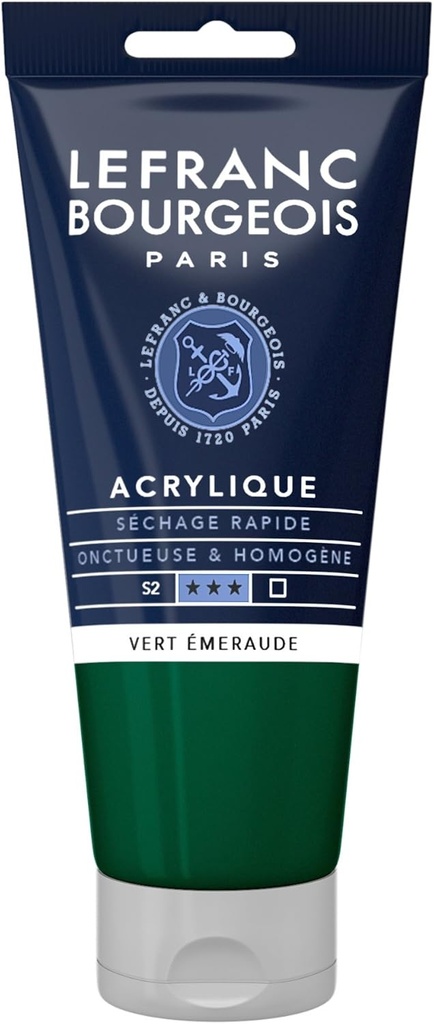 Tube Peinture Acrylique Fine LEFRANC BOURGEOIS 80ml Vert Émeraude
