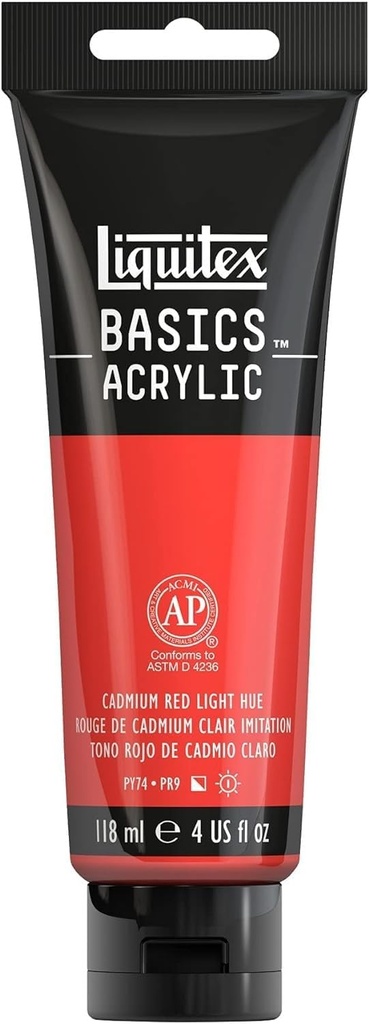 Tube Peinture Acrylique LIQUITEX Basics 118ml Rouge De Cadmium Clair Imitation