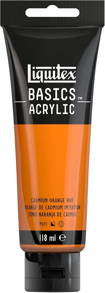Tube Peinture Acrylique LIQUITEX Basics 118ml Ton Rang Orange Cadmium
