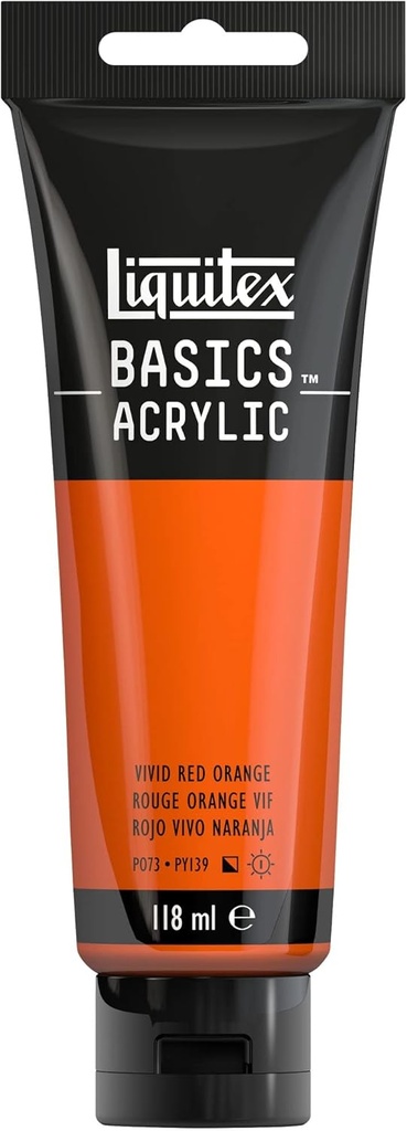 Tube Peinture Acrylique LIQUITEX Basics 118ml Rouge Orange Vif