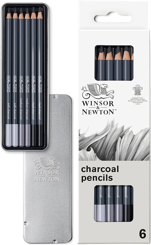Boite de 6 Crayons  FUSAIN WINSOR & NEWTON