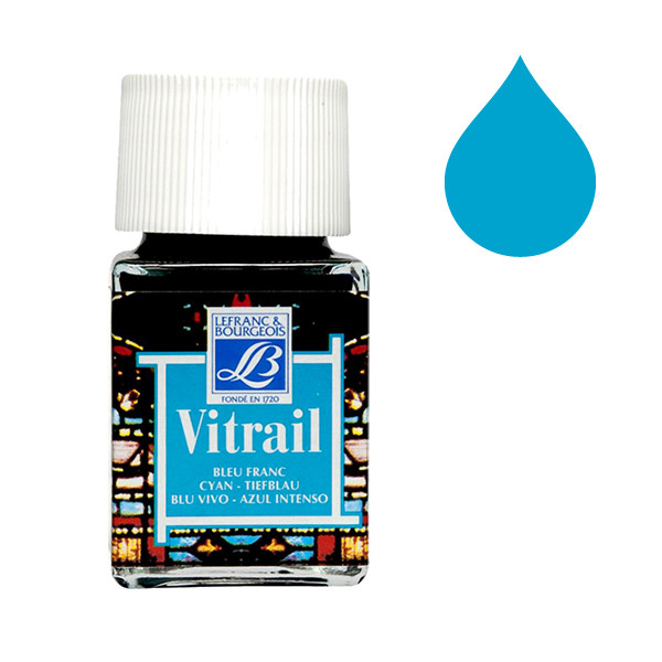 Flacon De Peinture LEFRANC BOURGEOIS Vitrail 50ml Cyan (Bleu Franc)