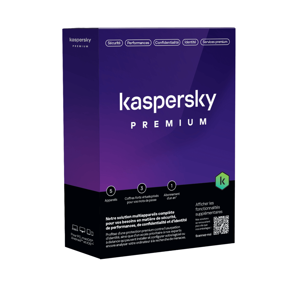 Antivirus KASPERSKY Premium 5 Poste 1ans