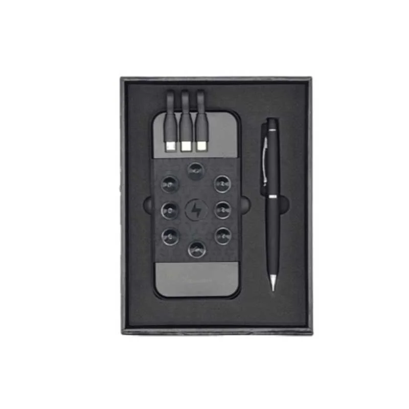 Coffret RIDEX Design Wireless 2 Pièces (Power Bank 20000mah Avec Cable Et Stylo Luxe) Noir