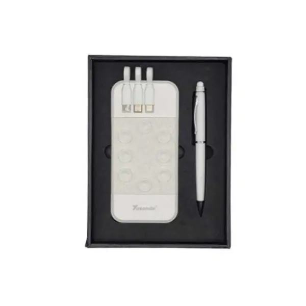 Coffret KIONI 2 Pièces Wireless Power Bank 20000Mah Stylo Luxe Blanc