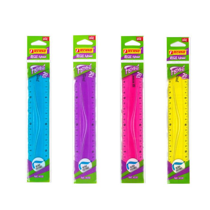 Règle Scolaire TECHNO Flexible 20cm Multi-Couleurs