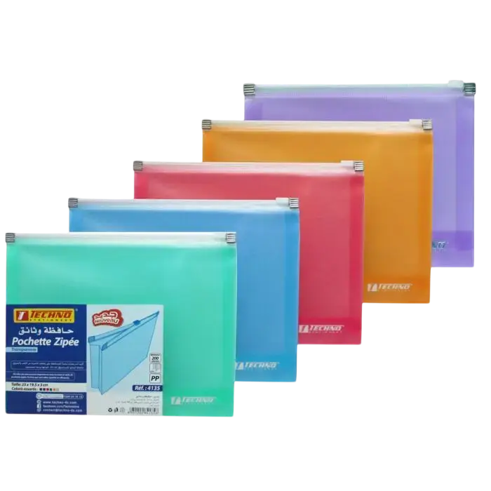 Pochette Zip TECHNO En Plastique Multi-couleur
