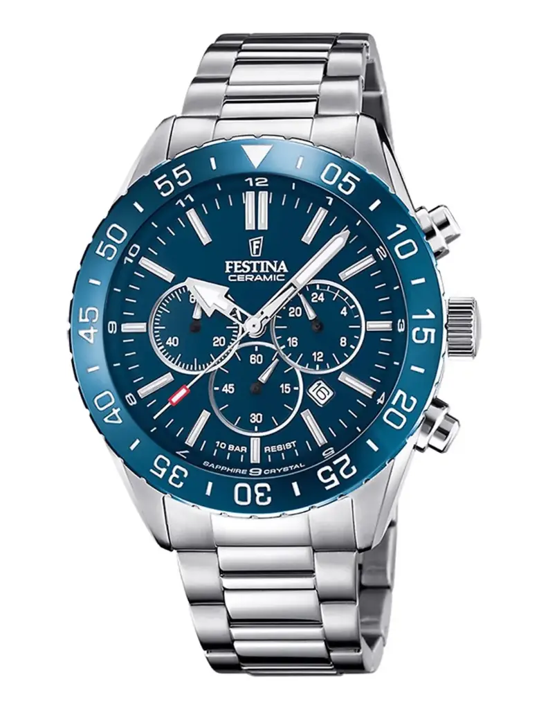 Montre Homme FESTINA Ceramic F20575/2 Bleu Bracelet En Acier