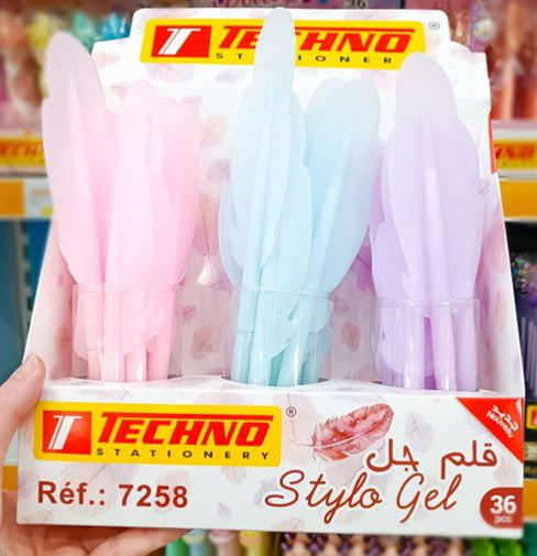 Stylo Gel TECHNO Fantaisie Plume 0.5mm Multi-couleurs