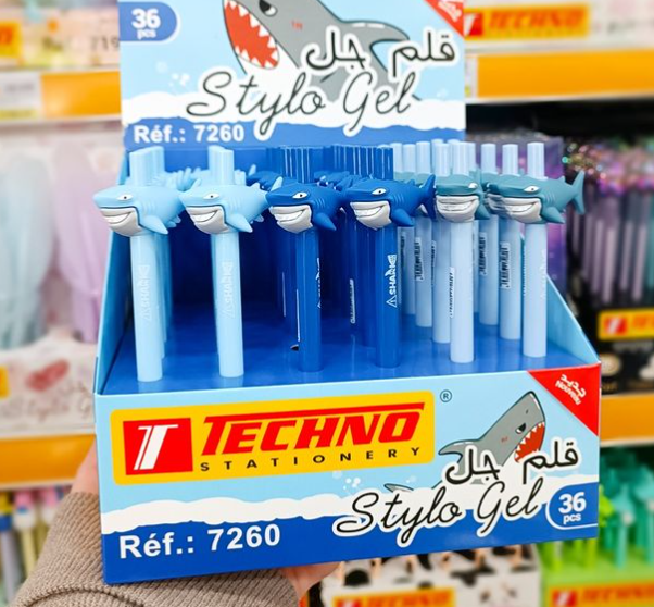Stylo Gel TECHNO Fantaisie Requin 0.5mm Multi-couleurs