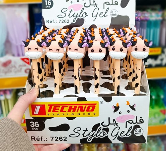 Stylo Gel TECHNO Fantaisie Vache 0.5mm Multi-couleurs