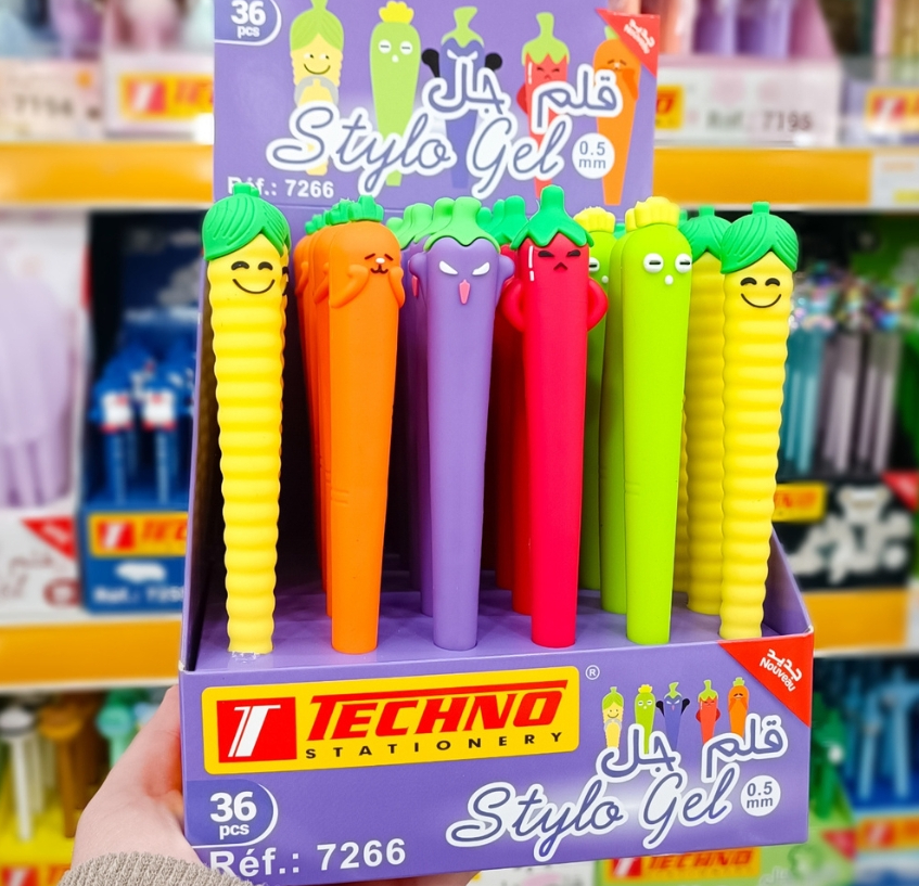 Stylo Gel TECHNO Fantaisie Légumes 0.5mm Multi-couleurs
