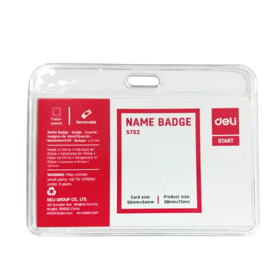 Porte Badge DELI Horizontal Souple 54x90mm en Plastique Transparent