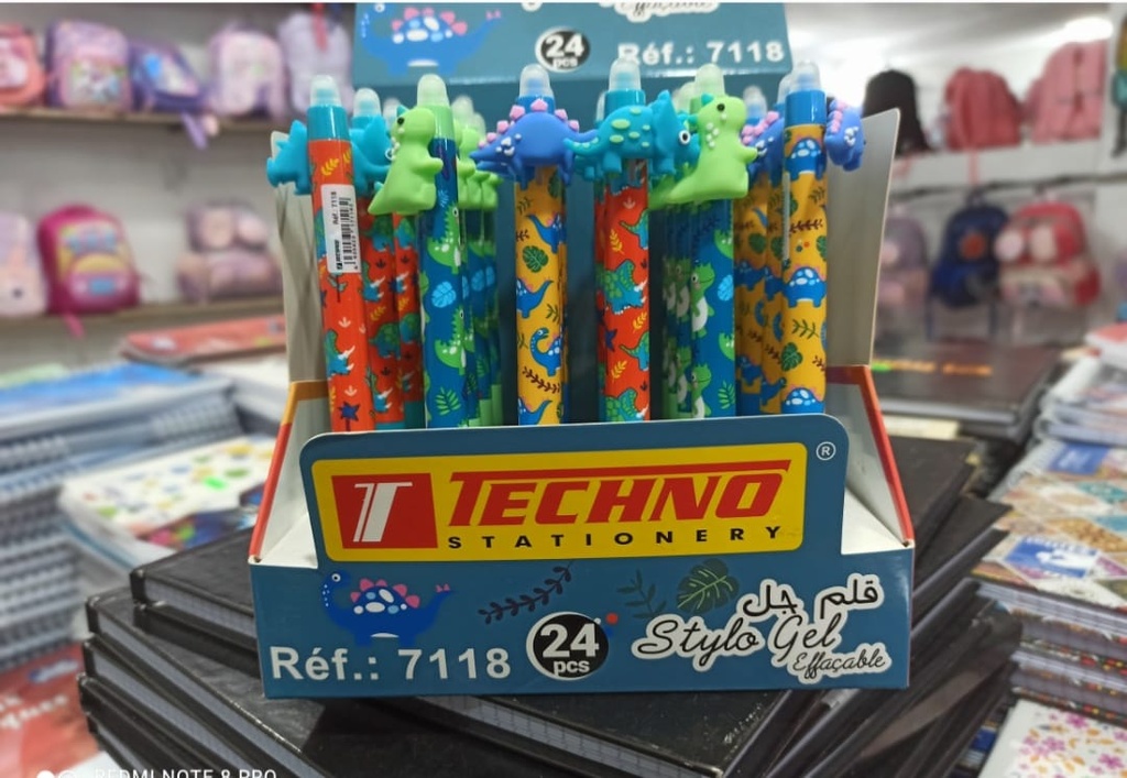 Stylo Gel TECHNO Fantaisie Dinosaures 0.5mm Multi-couleurs