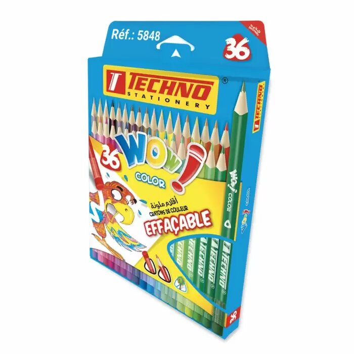 Crayons De Couleur TECHNO Mini Wow Effaçable Boite De 06 Mini