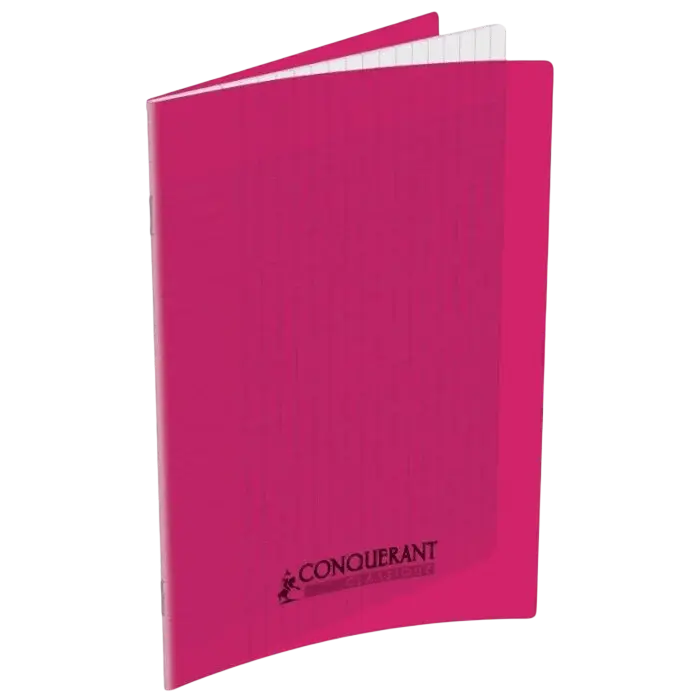 Cahier CONQUERANT Pique 96 Pages Séyès 17x22 90g Couverture Rigide Transparente En PP Rose