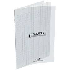 Cahier CONQUERANT Classique Pique 96 pages Séyès 17x22cm 90g 5x5 couverture Rigide Transparente en Polypropylène Transparent
