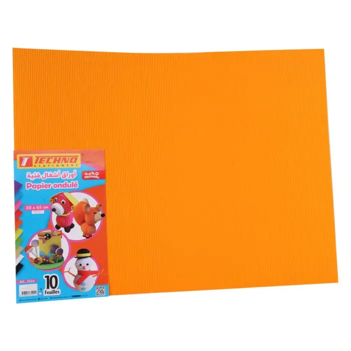 Feuilles Papier Ondule TECHNO 50x65cm Orange
