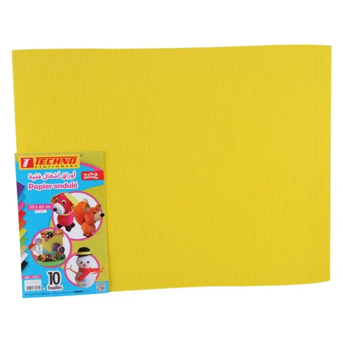 Feuilles Papier Ondule TECHNO 50x65cm Jaune