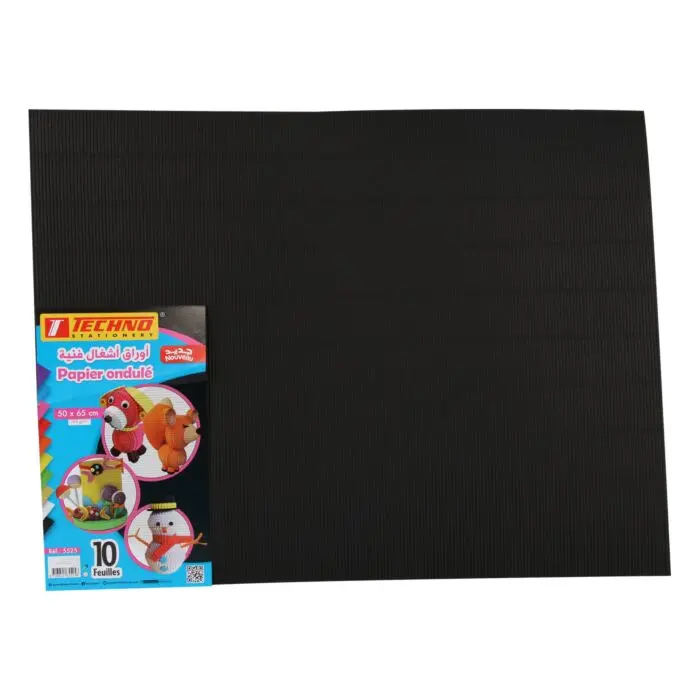 Feuilles Papier Ondule TECHNO 50x65cm Noir