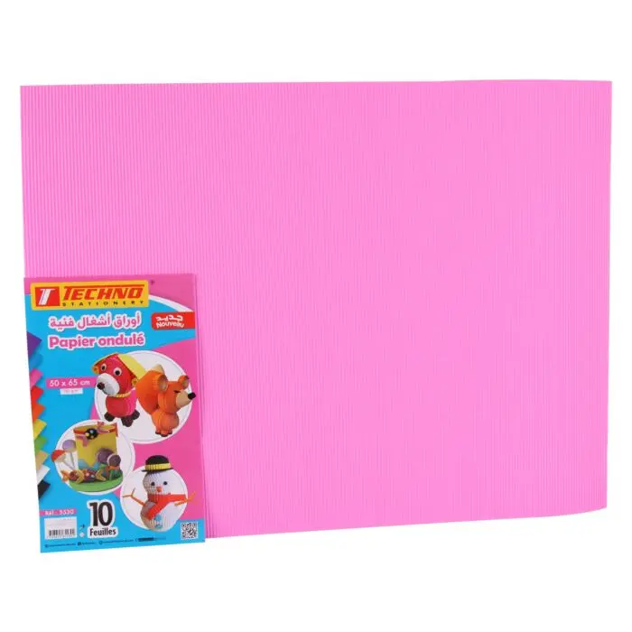 Feuilles Papier Ondule TECHNO 50x65cm Rose