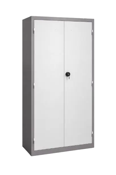 Armoire Haute Métallique à Serrure 2 Portes 1.84x0.90x0.40m Gris Clair