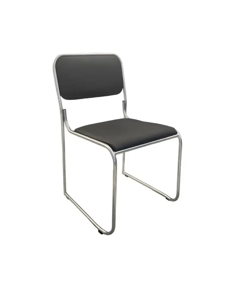 Chaise Visiteur Luge En Simili Cuir Sans Accoudoir Noir