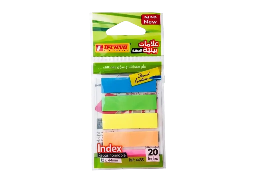 Marque Pages Adhésifs TECHNO  Multi-Couleurs 12.7x44mm