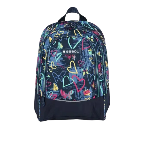 Sac a Dos Crèche GABOL Tizas Motif Coeurs 2 Poche Rond Bleu Marine