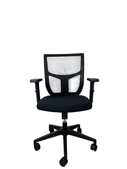 Chaise Opérateur MODUS en Tissus Filet Siège  Noir avec Accoudoir et Piétement Plastique 