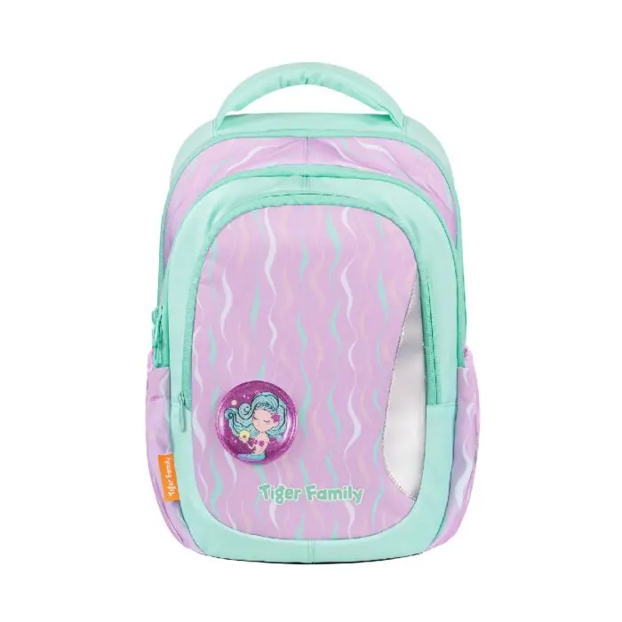 Sac à Dos Scolaire TIGER pour Fille avec 3 Compartiments Violet et Vert