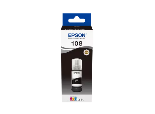 Bouteille D'encre EPSON 108 EcoTank Noir  pour Imprimantes L18050 L8050 L8100