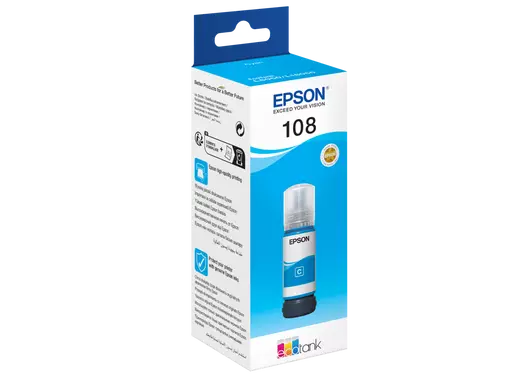 Bouteille D'encre EPSON 108 EcoTank Cyan Pour Imprimantes  L18050 L8050 L8100