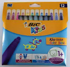 Feutre De Coloriage BIC KIDS XL Ultra-Lavable Pochette de 12 Couleurs