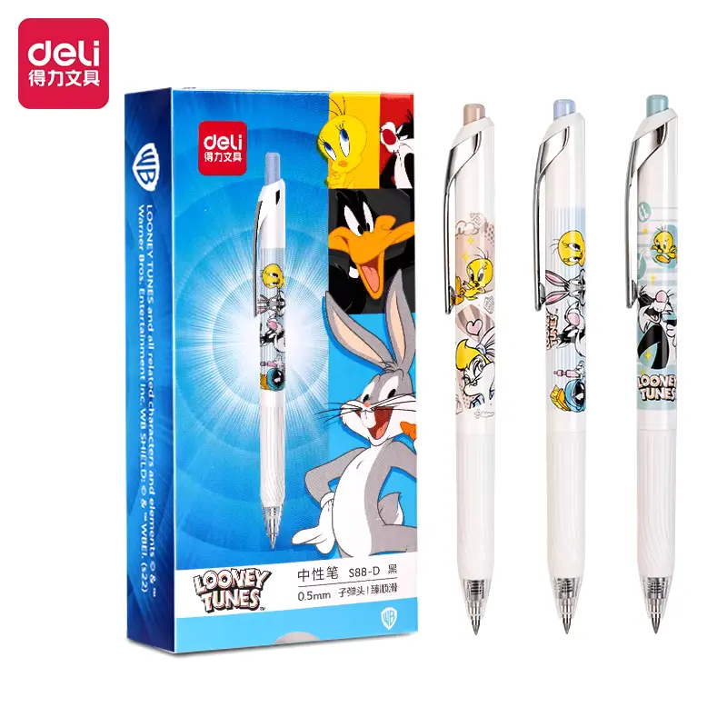 Stylo Gel Effaçable DELI 0.5mm LOONEY TUNES Bleu