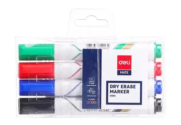 Marqueurs Tableau Blanc DELI Coupé Pochette de 04 Couleurs