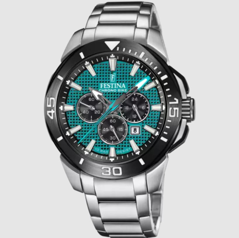 Montre FESTINA CHRONO BIKE 20641/3 pour Homme Bracelet en Acier Inoxydable Vert
