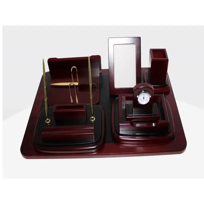 Ensemble de Bureau GOLDEN en Bois 8 Pcs Marron