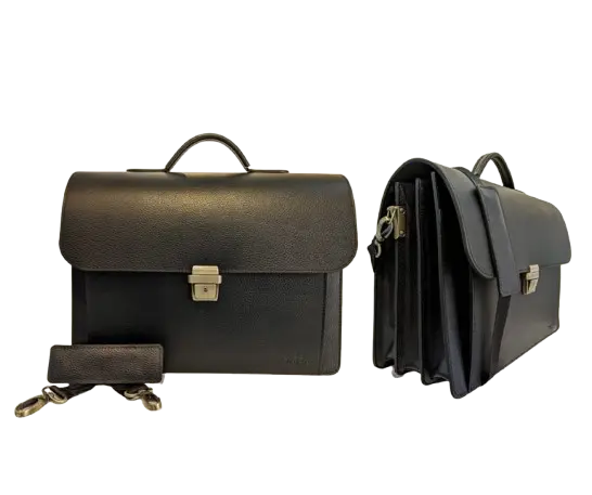 Cartable Luxe en Cuir TAHAT 3 Compartiments Avec Une Poche Noir