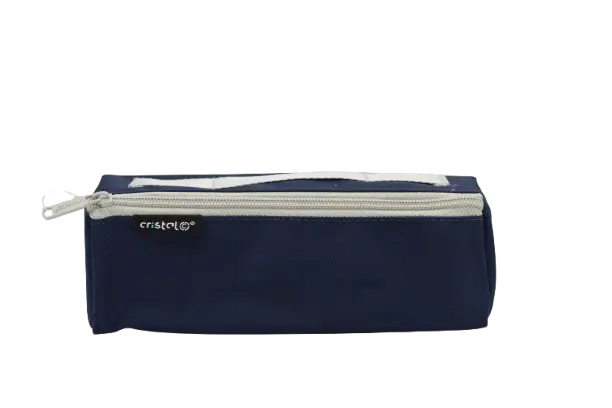 Trousse Scolaire CRISTAL Rectangulaire Uni Fermeture sur Coin Bleu et Rose