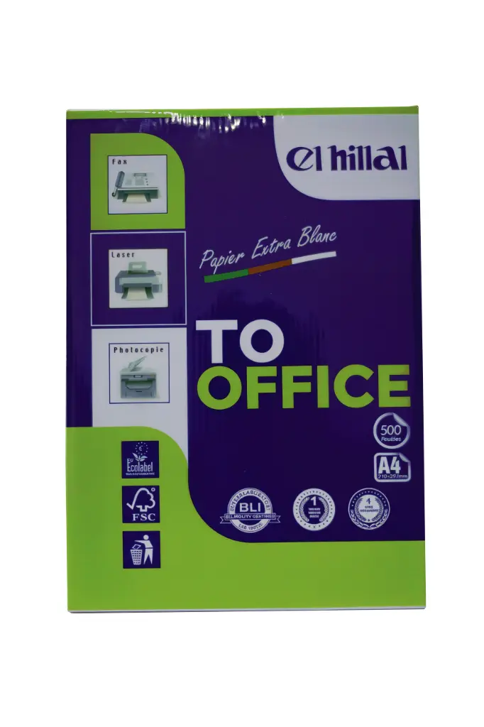 Rame de 500F Papier HILLAL To OFFICE A4 80g/m Blanc