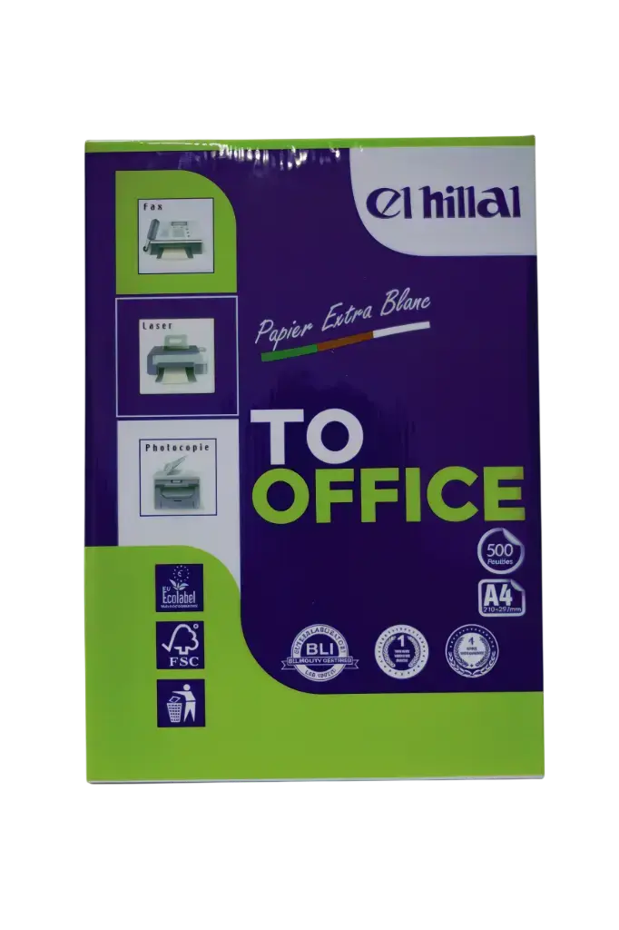Rame de 500F Papier HILLAL To OFFICE A4 80g/m Blanc