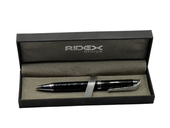 Stylo Ridex en Métal Luxe Noir et Argent avec Boite Noir