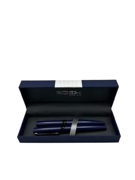 Parrure de 02 stylos roller&a bille  luxe avec boite RIDEX  Bleu Foncé